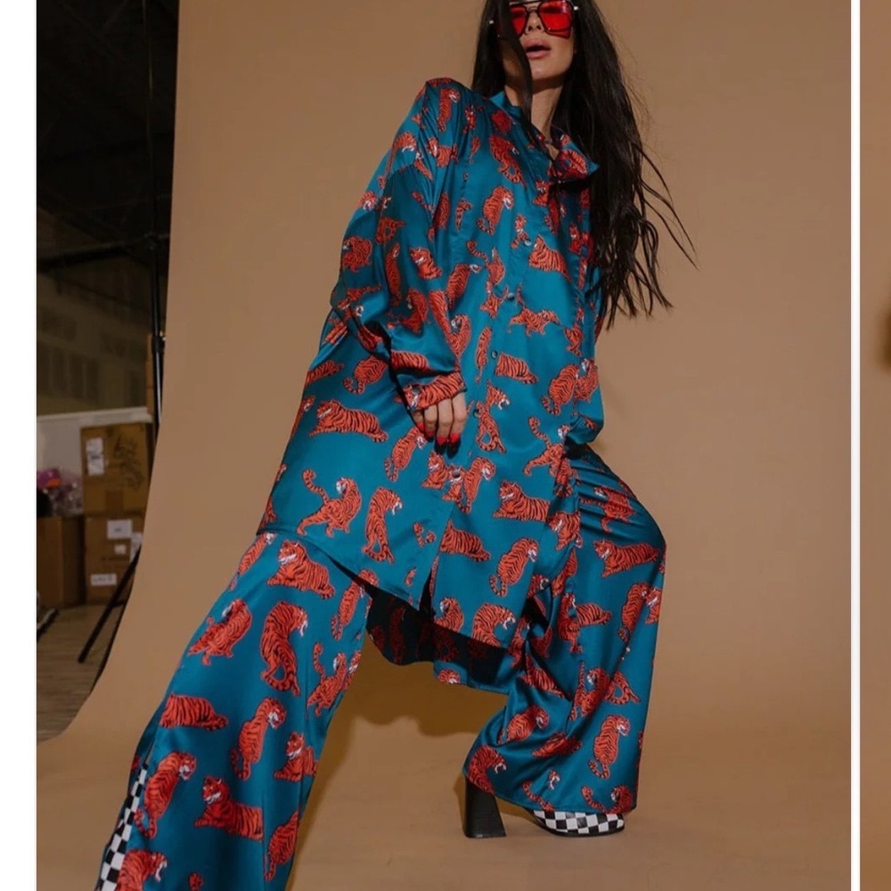 Tiger Print 2pc Pant Suit